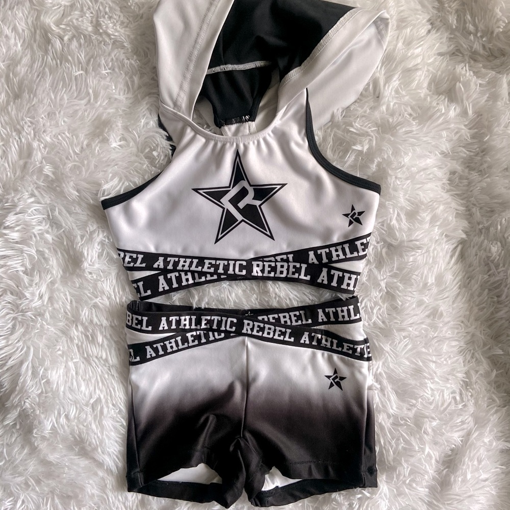 Rebel Athletics black and white hooded set size YM
